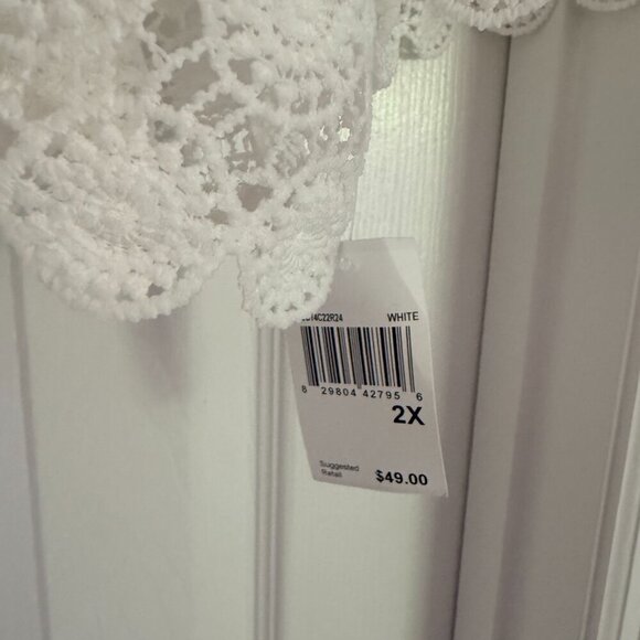 NWT‎ Rabbit Rabbit Rabbit Designs 3/4 Sleeve Shrug Women's 2X White - Picture 2 of 8